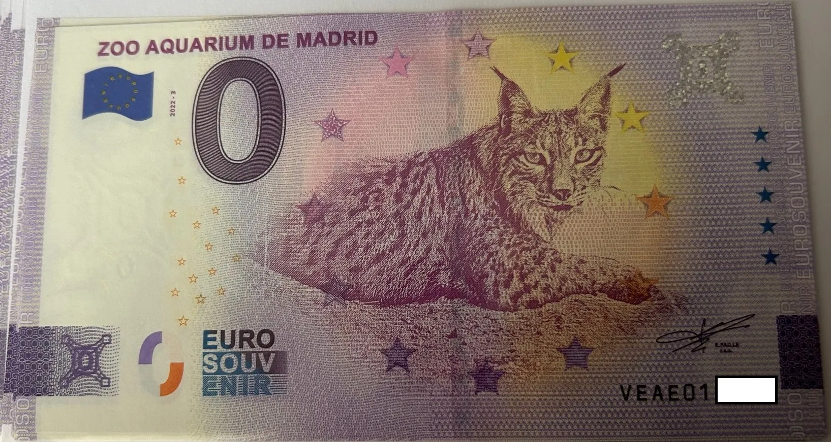 BILLETE 0 EURO ESPAÑA VEAE 2022-4 ZOO MADRID